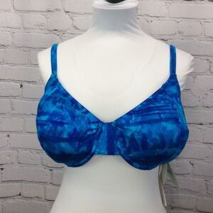 Athena Underwired Bikini Top Women’s Size 14 DD Cup Blue Watercolors